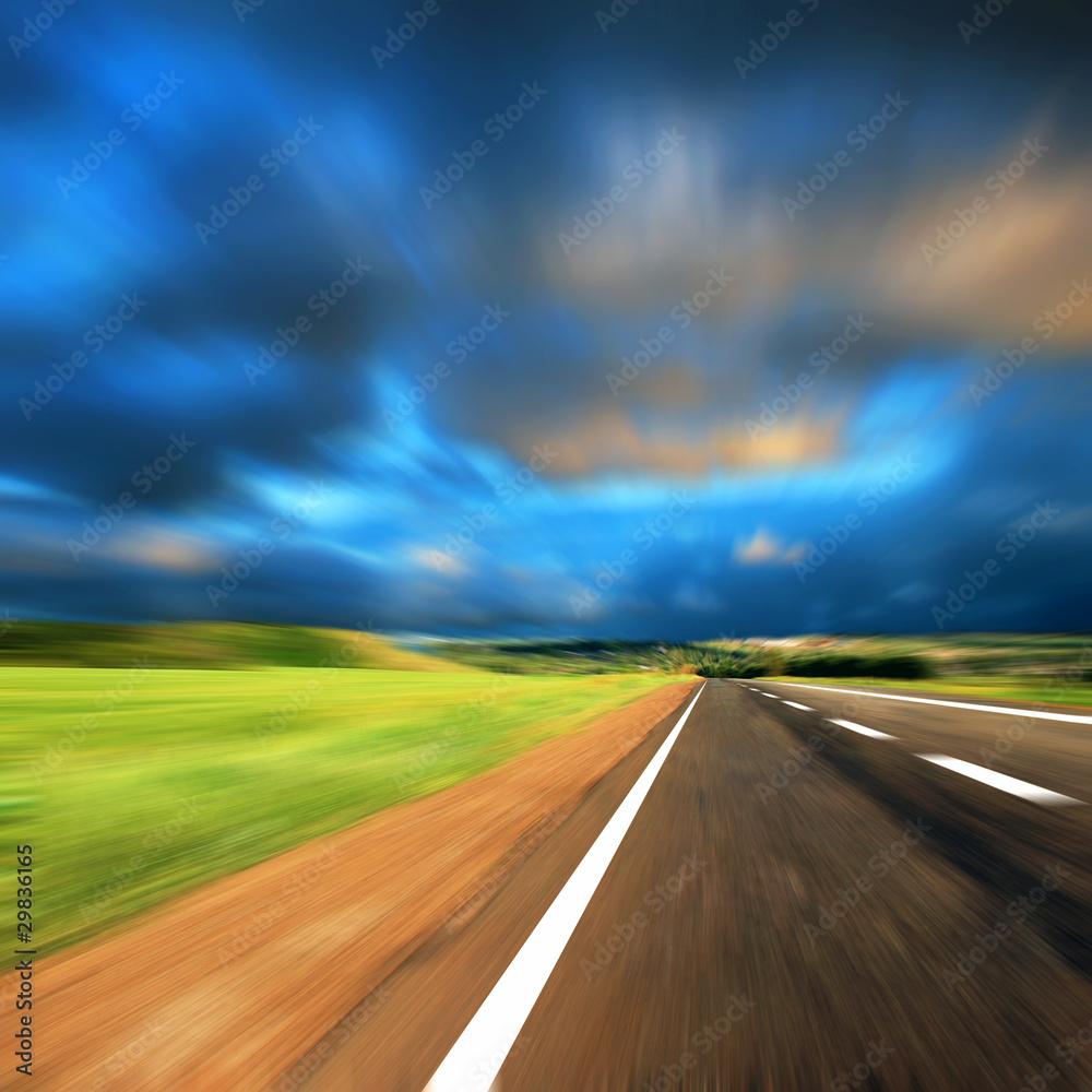 Fototapeta premium Blurred Road with blurred sky