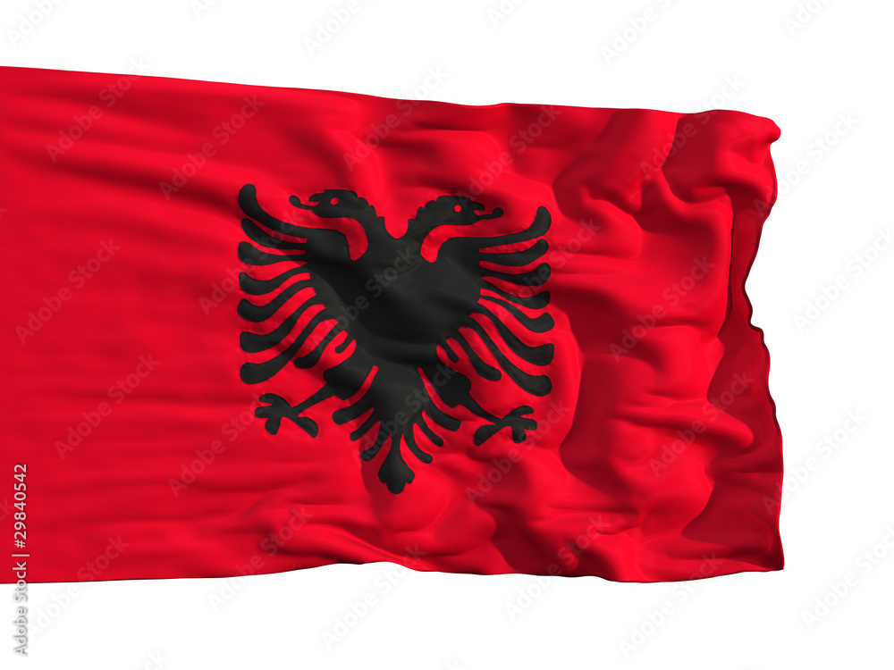 Flag of Albania, fluttering in the wind Flag of Albania, fluttering in the wind