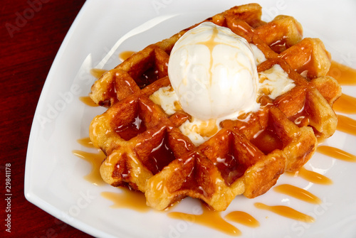 Waffle and ice cream