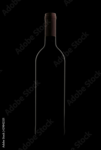 Red Wine Bottle On Black Background In Studio