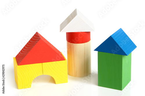 House made from children's wooden building blocks