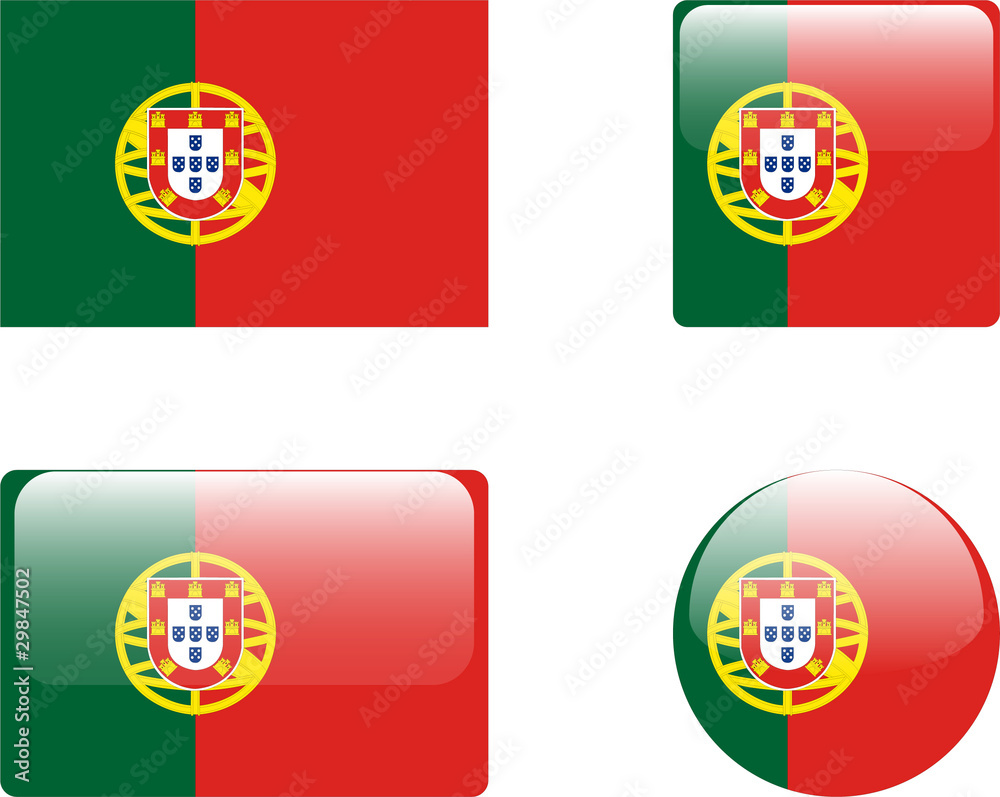 portugal flag & buttons collection - vector