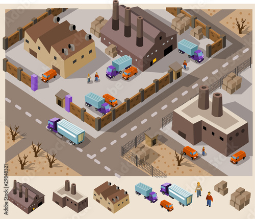 Factory Area  Isometric Vector