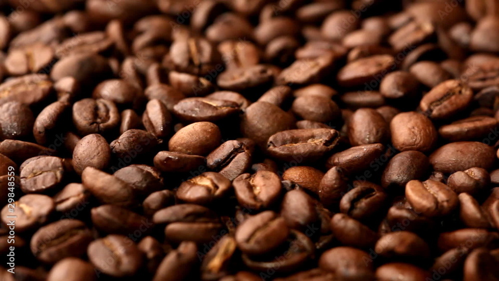 Coffee bean background. Sliding camera Coffee bean background. Sliding camera