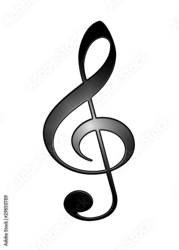 3D symbol treble clef isolated on white background.