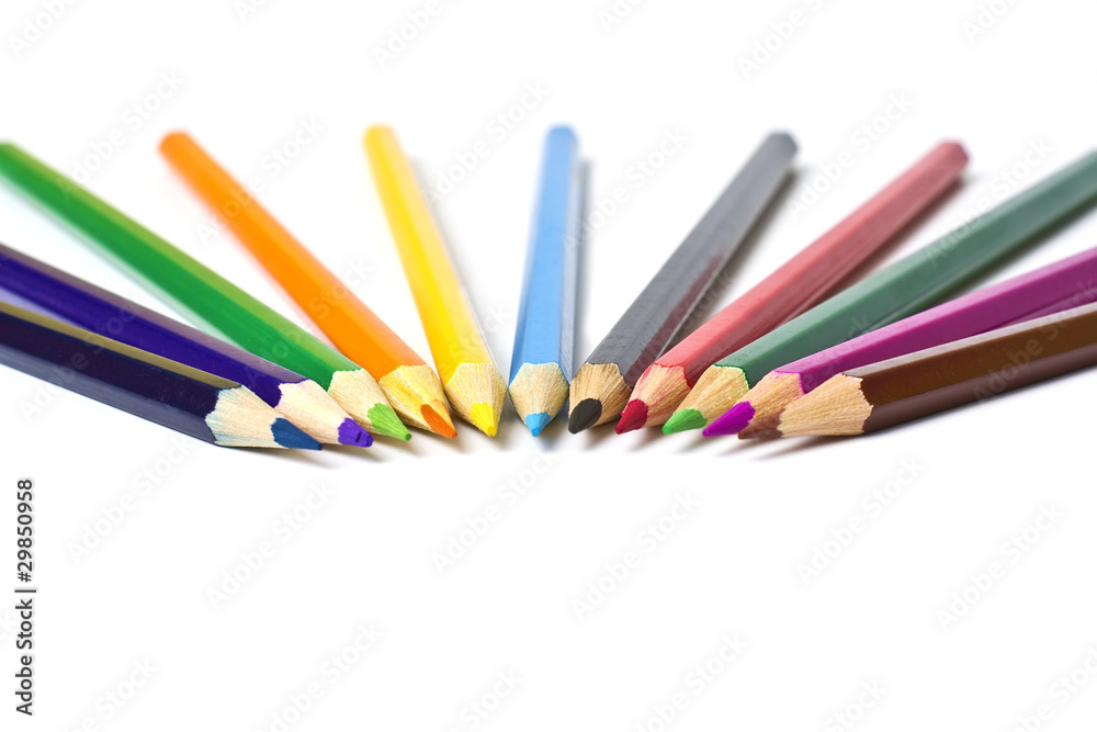 Colored pencils isolated on the white background Colored pencils isolated on the white background