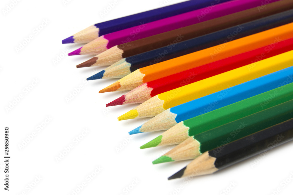 Colored pencils isolated on the white background Colored pencils isolated on the white background