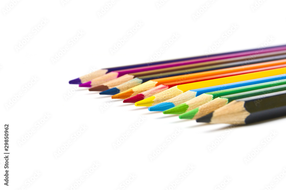 Colored pencils isolated on the white background Colored pencils isolated on the white background