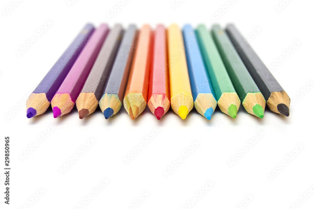 Colored pencils isolated on the white background Colored pencils isolated on the white background