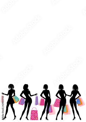 Silhouette of shopping girl