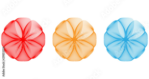 Colorful spectral absract flowers (red, orange, blue)