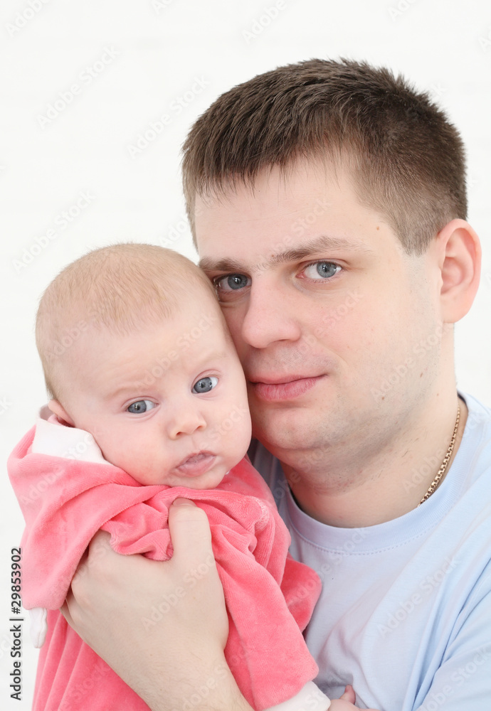 young father holds on hands of the chest baby young father holds on hands of the chest baby