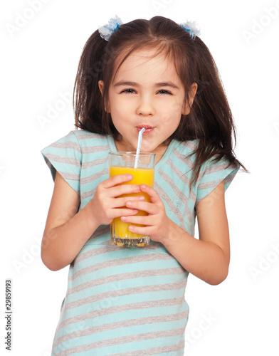 Canvastavla Girl drinking juice