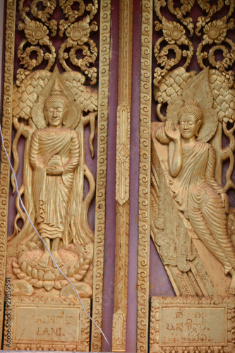 Temple door in Veintiane, Laos.