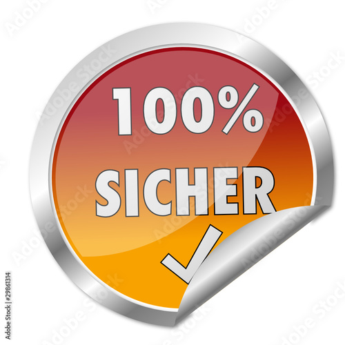 Button 100 % Sicher orange