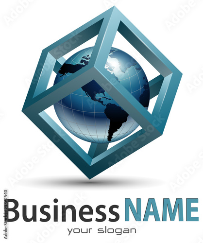 Logo with earth globe.