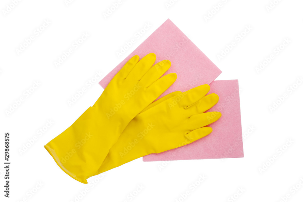 Rubber gloves and two cleaning napkins Rubber gloves and two cleaning napkins