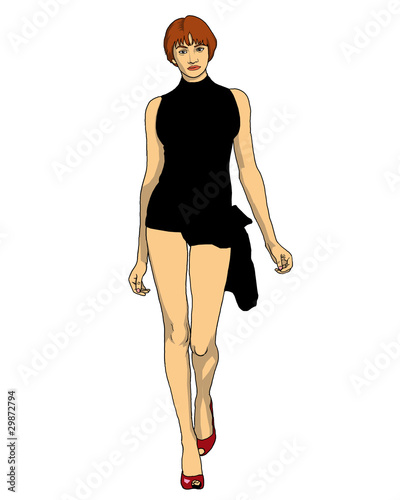 modella in abito nero