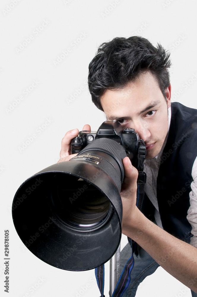 Fotógrafo paparazzi joven Fotógrafo paparazzi joven