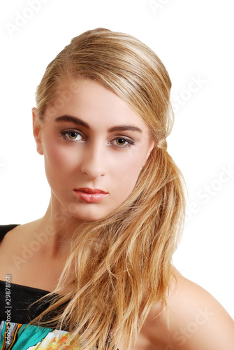 headshot of pretty blond teenager