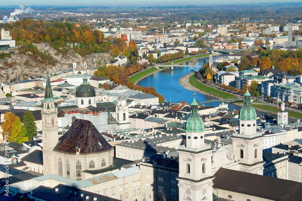 View over old town in Salzburg
