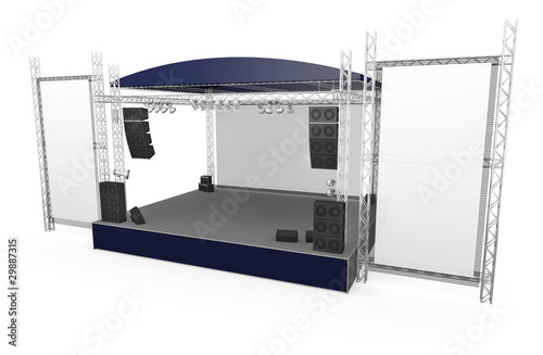Outdoor stage with large vertical banners