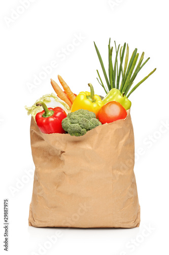 Grocery bag full with fresh vegetables