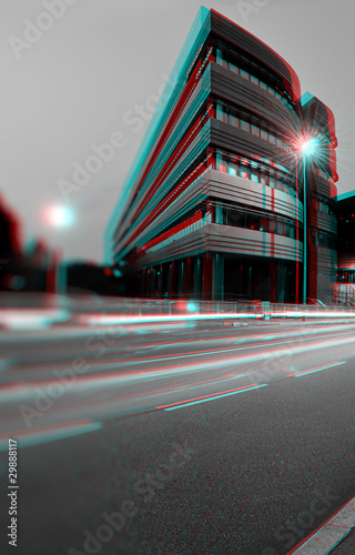 Принти на полотні 3D anaglyph of office building