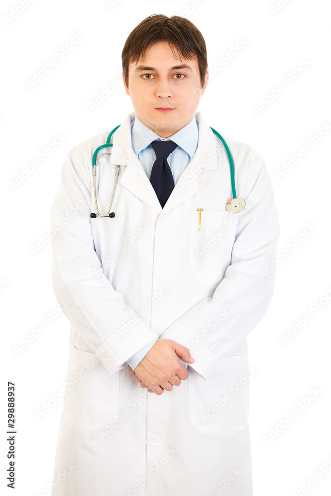 Confident medical doctor in uniform with stethoscope Confident medical doctor in uniform with stethoscope