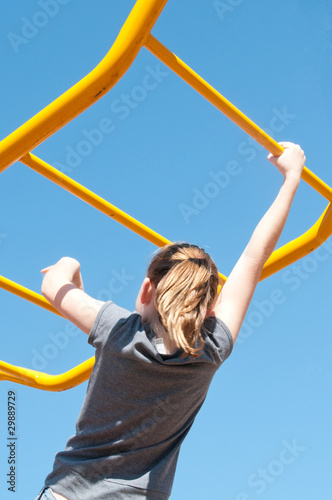 Photography girl on monkey bars