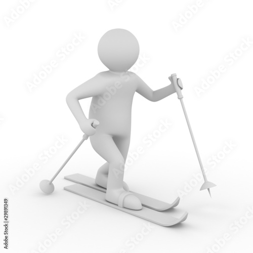 skier on white background. ...