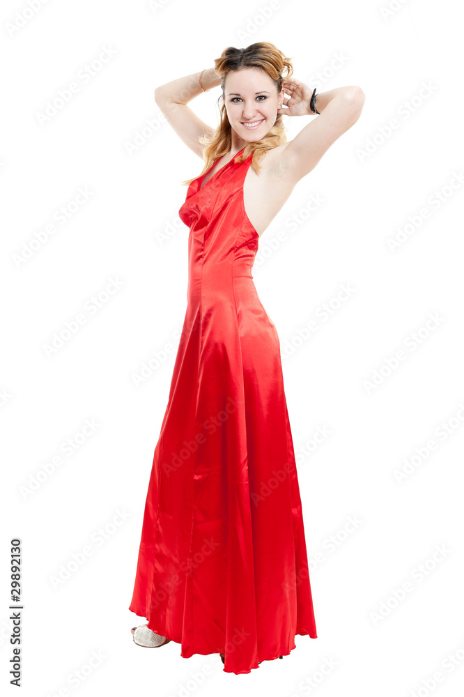 Beautiful girl in red dress