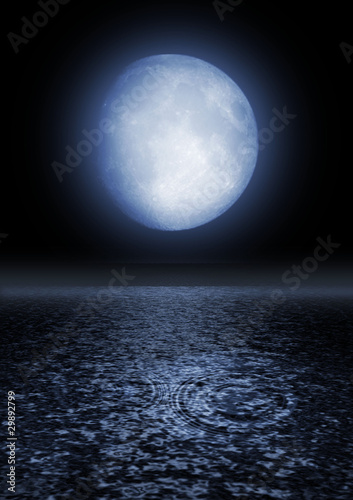 Full moon on the sky image over water © Zhanna Ocheret