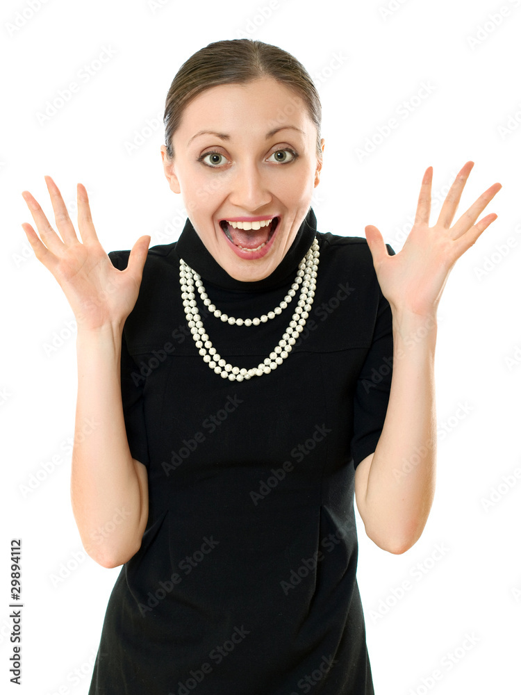 happy young business woman on a white background. happy young business woman on a white background.