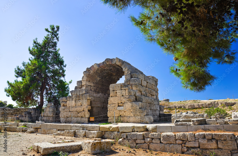 Ruins of temple in Corinth, Greece