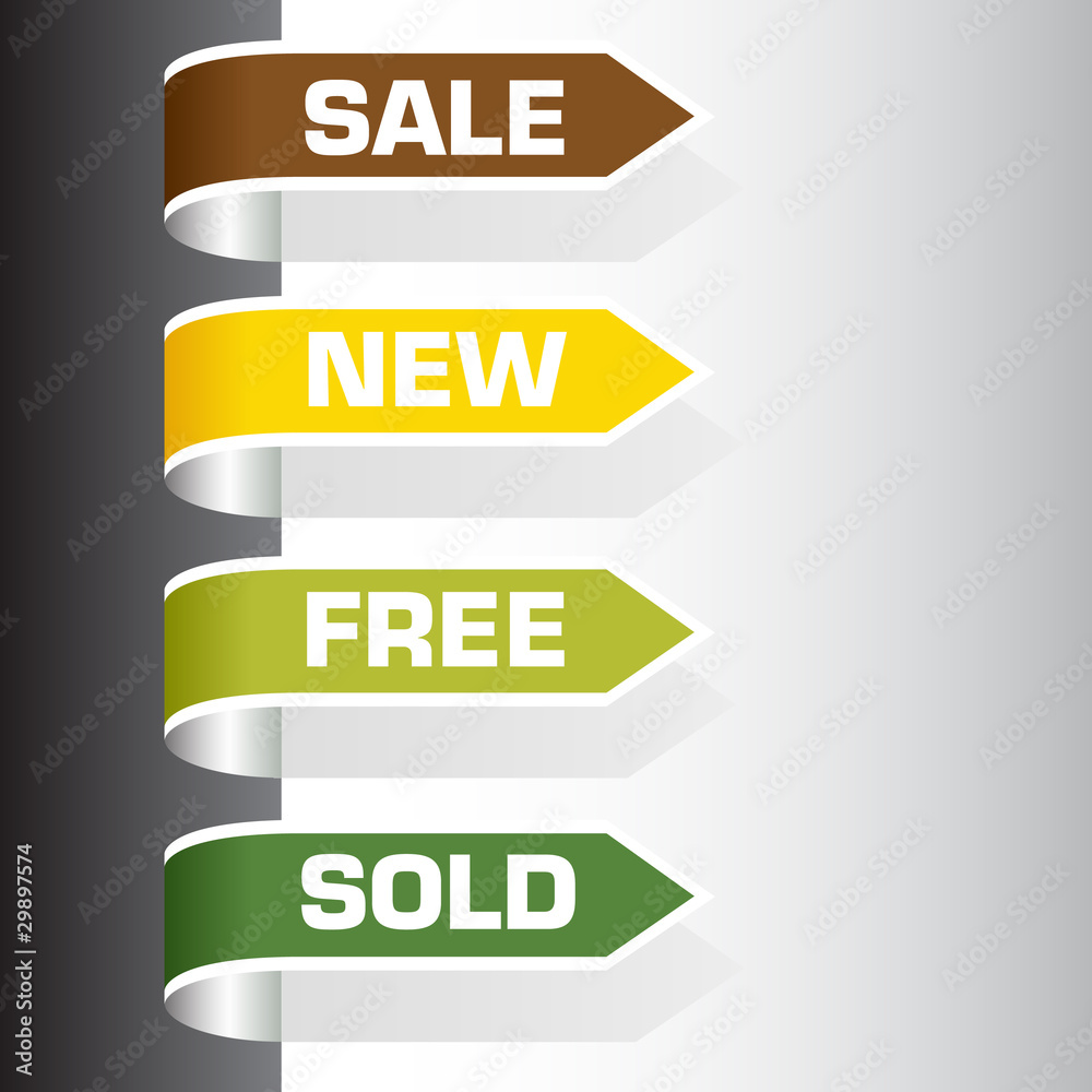 set of labels - sale, new, free, sold set of labels - sale, new, free, sold