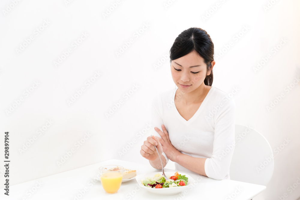 beautiful asian woman eating breakfast beautiful asian woman eating breakfast