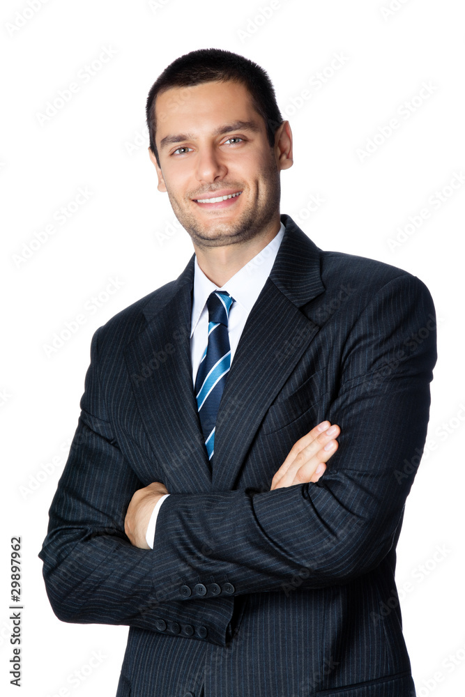 Portrait of happy smiling young businessman, isolated on white Portrait of happy smiling young businessman, isolated on white