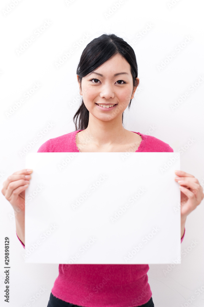 beautiful asian woman holding blank whiteboard beautiful asian woman holding blank whiteboard