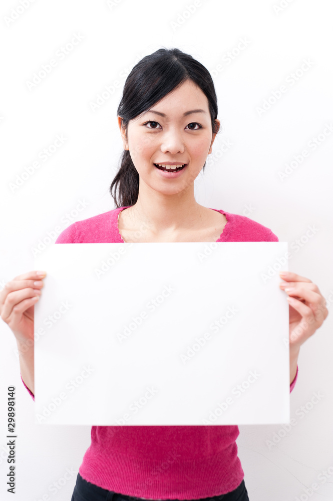 beautiful asian woman holding blank whiteboard beautiful asian woman holding blank whiteboard
