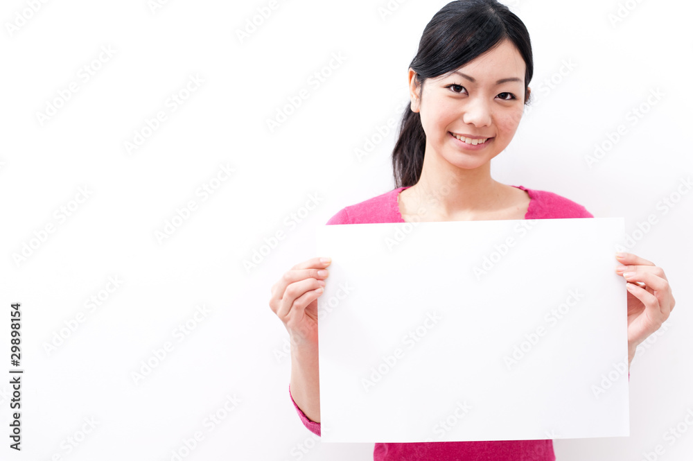beautiful asian woman holding blank whiteboard beautiful asian woman holding blank whiteboard