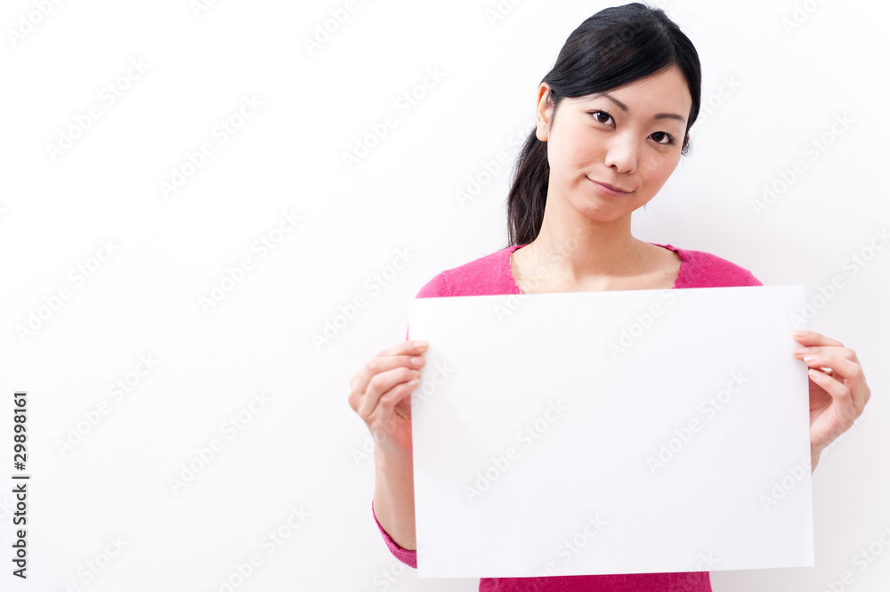 beautiful asian woman holding blank whiteboard beautiful asian woman holding blank whiteboard