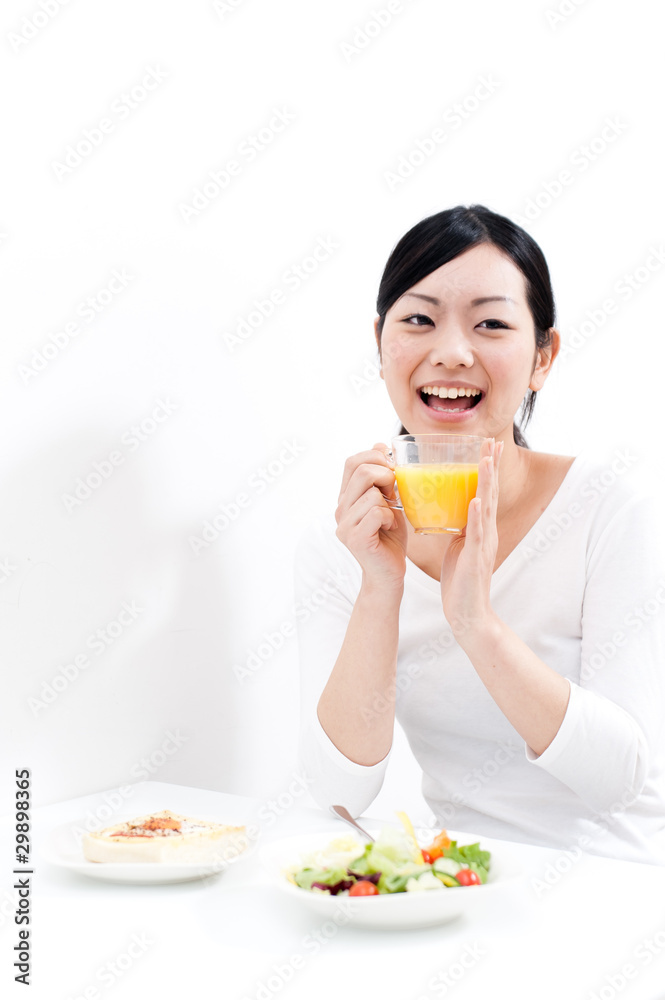 beautiful asian woman eating breakfast beautiful asian woman eating breakfast