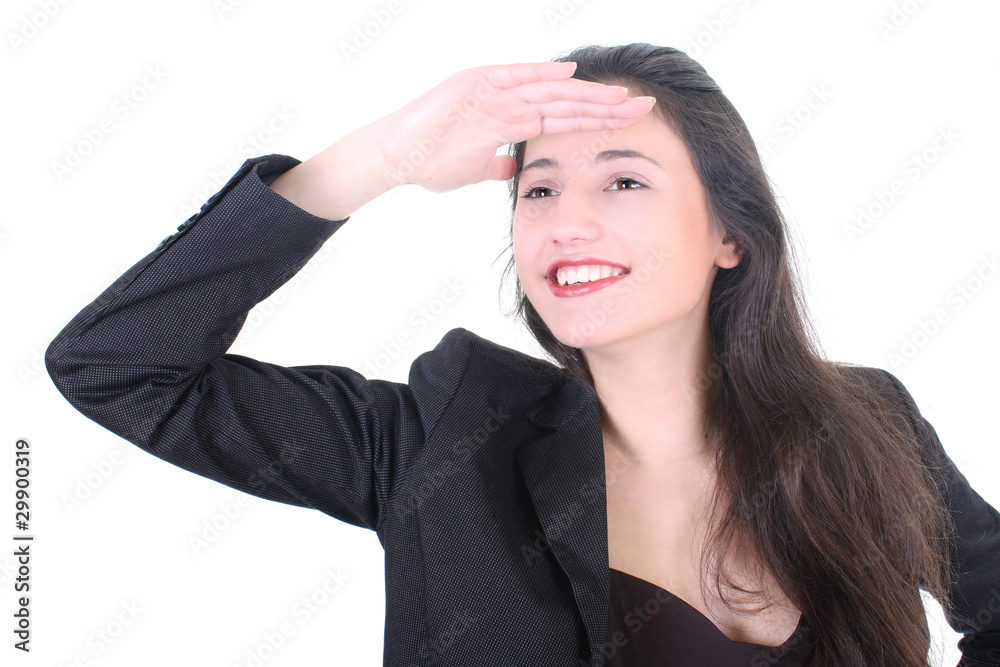 Young happy businesswoman looking in future Young happy businesswoman looking in future