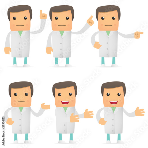 set of funny cartoon doctor