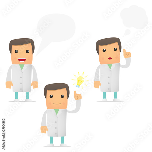 set of funny cartoon doctor