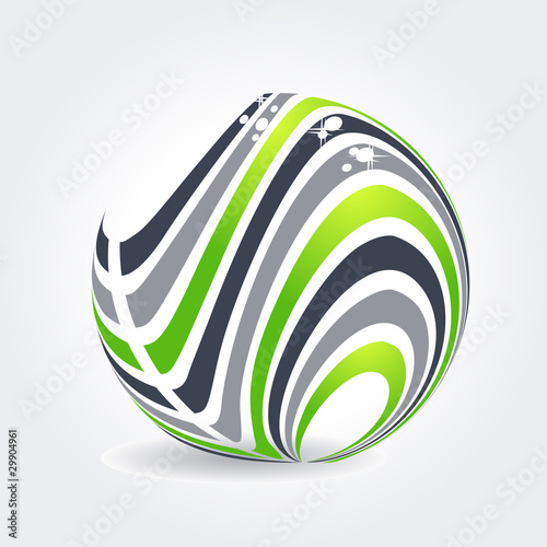 Abstract symbol made of green and grey stripes