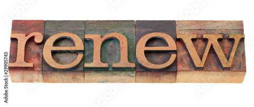 Εκτύπωση καμβά renew word in wood fonts