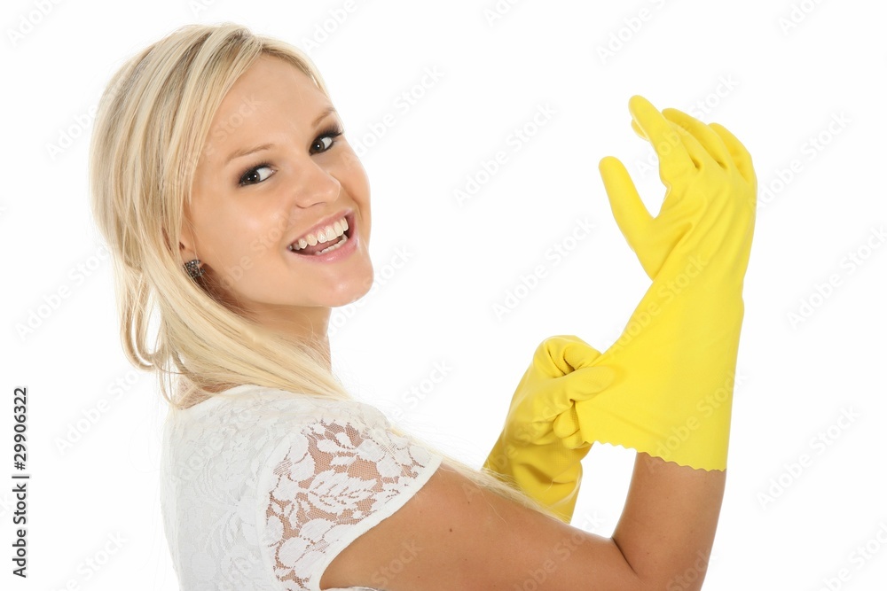 Gorgeous blonde housewife in Yellow Latex Gloves Gorgeous blonde housewife in Yellow Latex Gloves