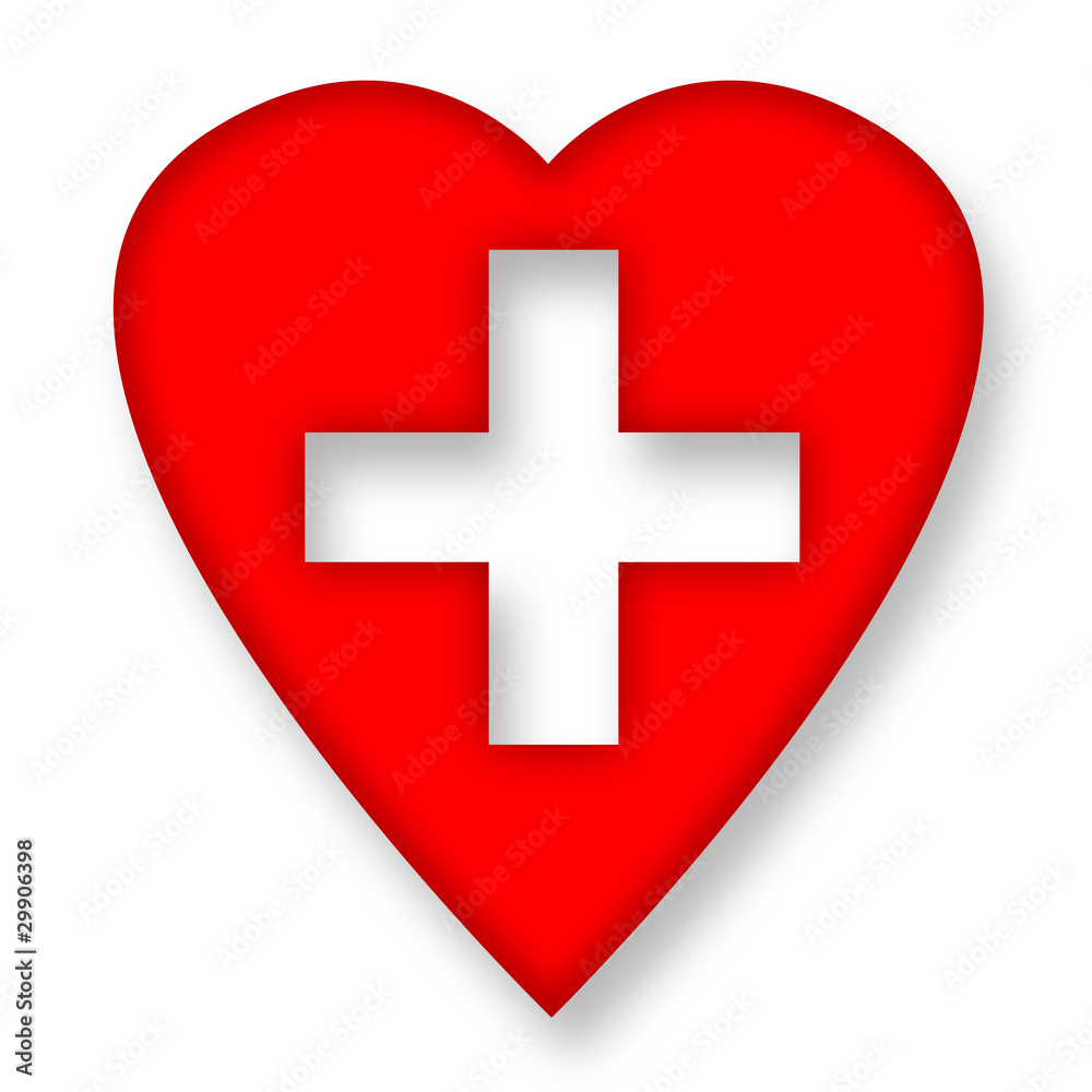 Red heart with medical cross Red heart with medical cross